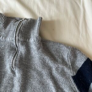 Brandy Melville Gray and Navy Zip-Up Sweater